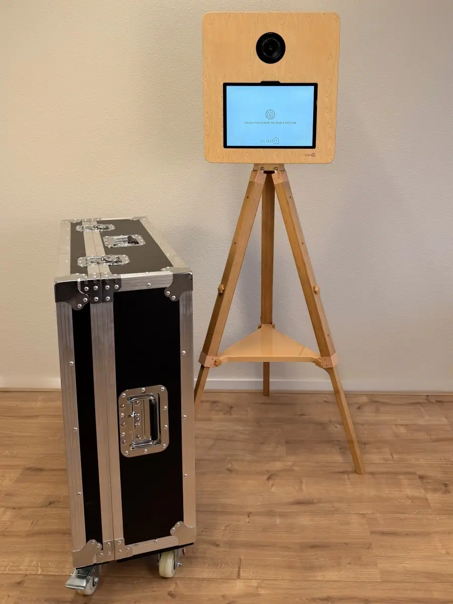 De photobooth op statief, klaar voor gebruik